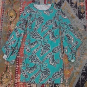 Turquoise Paisley Bell Sleeved Dress
